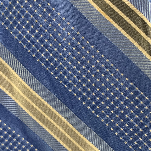 MICHAEL KORS Blue Grey Stripe Silk Tie