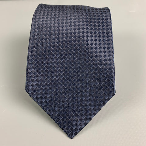 GIANFRANCO FERRE Navy Checkered Silk Jacquard Tie