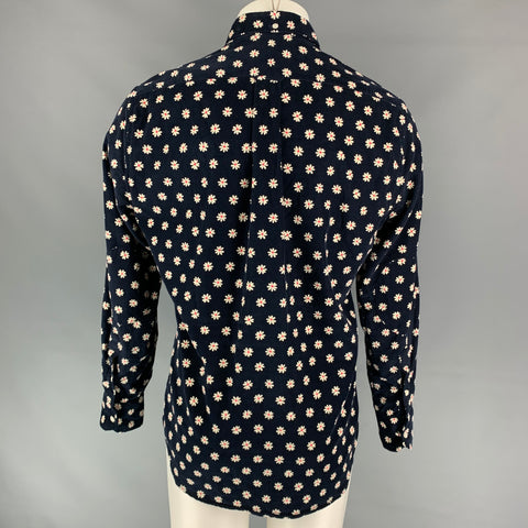 GITMAN BROS for OPENING CEREMONY Size M Navy & White Floral Cotton Button Down Long Sleeve Shirt
