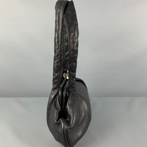 CHANEL Black Leather CC Embossed Satchel Handbag