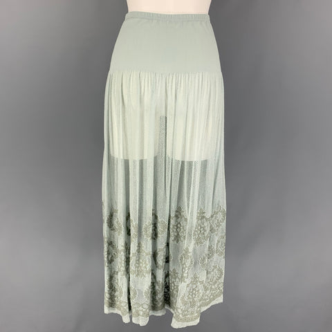 AGNÈS B. Size S Sea Foam Polyamide Blend Embroidered Skirt