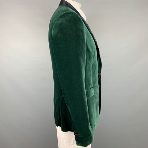 PAUL SMITH Kensington Fit Size 44 Regular Green Velvet Peak Lapel Sport Coat