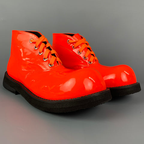 CUSTOM MADE Taille 11 Bottes à lacets en toile enduite orange