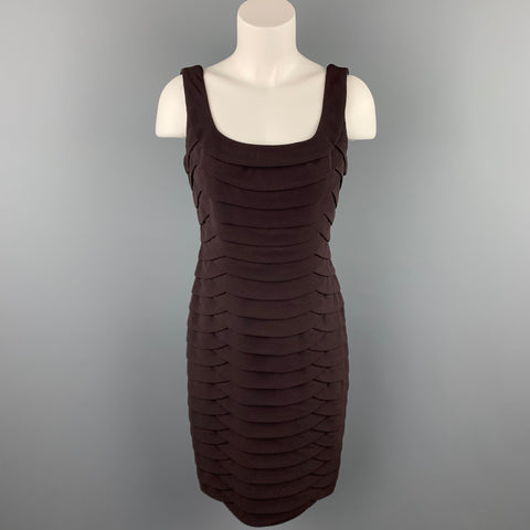 CARMEN MARC VALVO Taille 6 Robe fourreau en mélange de polyester superposé marron