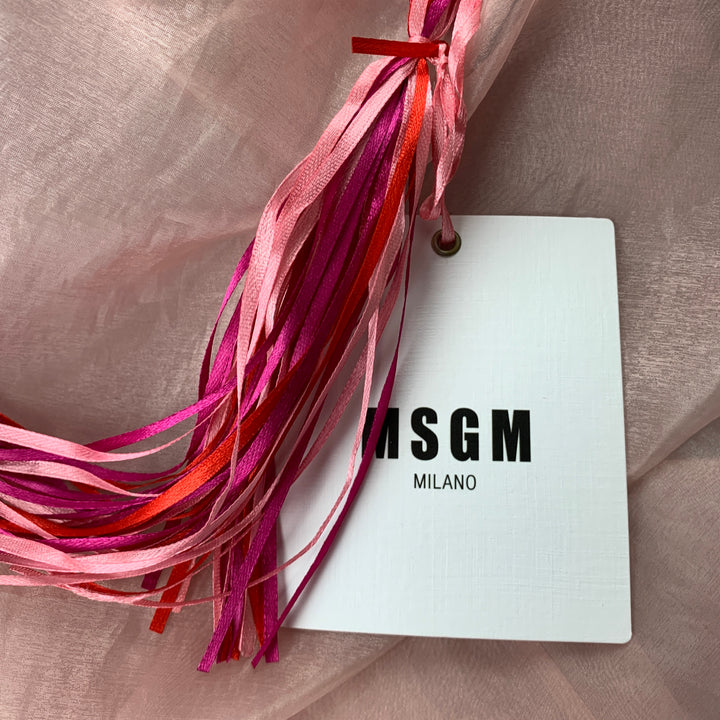 MSGM Size 6 Rose See Through Polyamide Button Up Blouse