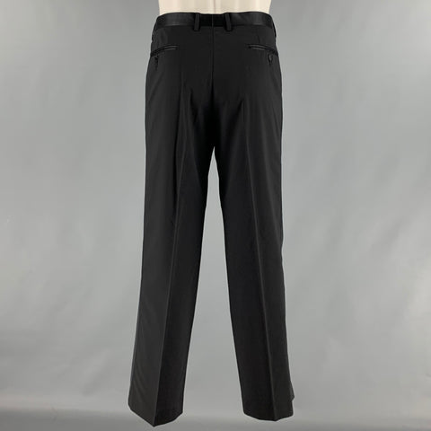 D&G by DOLCE & GABBANA Size 32 Black Solid Wool Blend Tuxedo Dress Pants