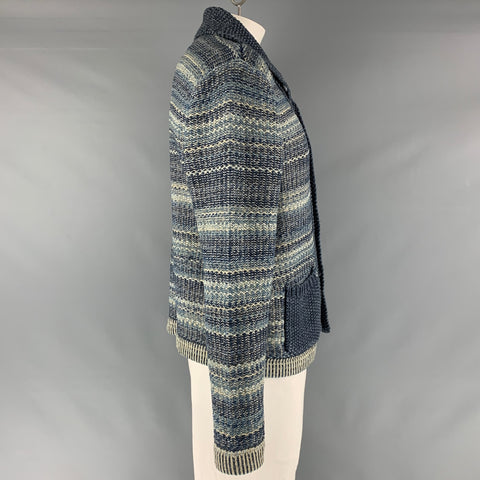 RRL by RALPH LAUREN Size L Blue Grey Knit Cotton Linen Nautical Cardigan
