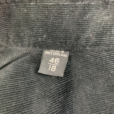 TOM FORD Size XXL Black Corduroy Cotton French Cuff Long Sleeve Shirt