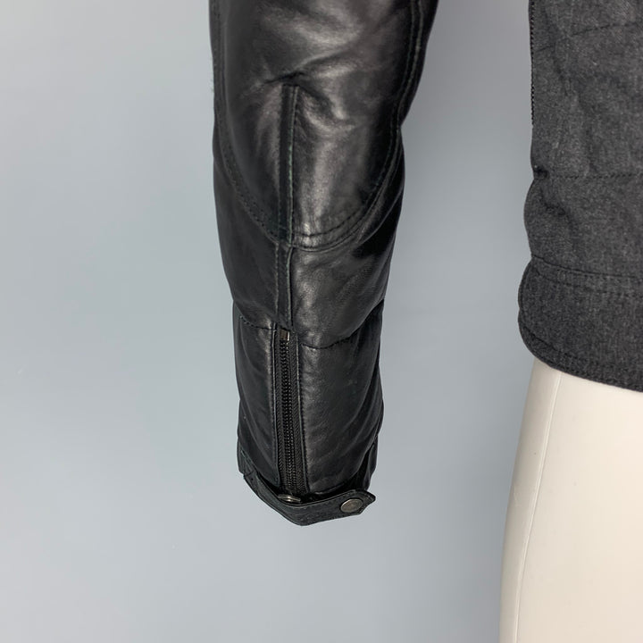 J. LINDEBERG Size M Charcoal Black Quilted Cotton Leather Jacket