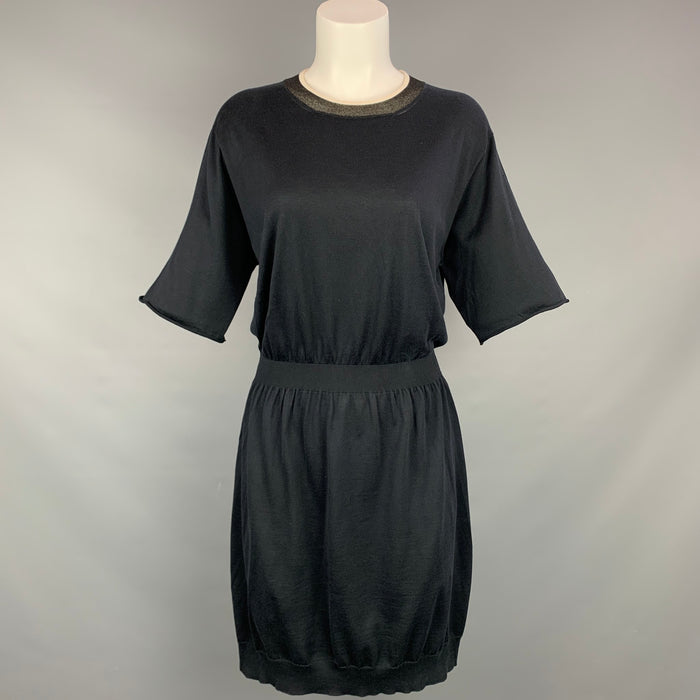 LOUIS VUITTON Taille L Robe en soie / coton tricotée noire