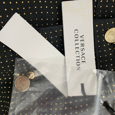 VERSACE COLLECTION Size 34 Black Gold Studded Cotton Casual Pants