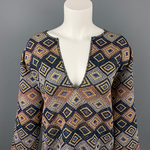 DRIES VAN NOTEN Size S Multi-Color Jacquard Geometric Polyester Blend Blouse