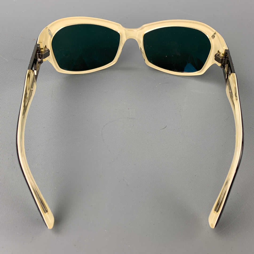 SAMA Black & Cream Acetate Swarovski Crystals Sunglasses