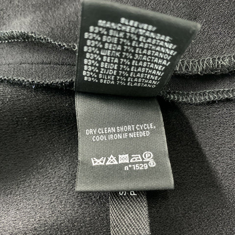RALPH LAUREN Talla 8 Blusa negra de manga larga de viscosa y acetato