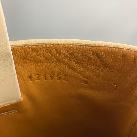 GUCCI Size 7 Cream Leather Pull On Knee High Boots