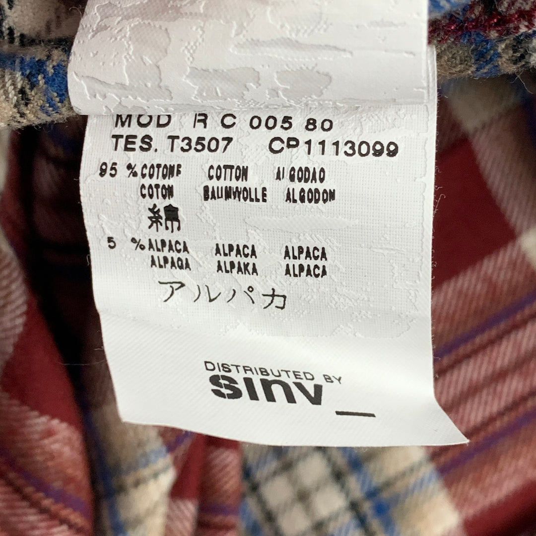 MCQ by ALEXANDER MCQUEEN Size S Burgundy White Plaid Short Sleeve Shirt