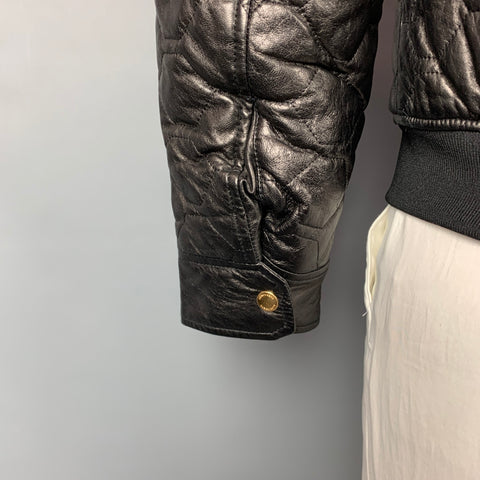 J. LINDEBERG Chaqueta con cremallera de cuero acolchada negra talla L