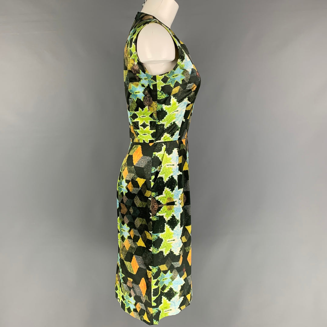 THORNTON BREGAZZI Size M Multi-Color Cotton Blend Abstract Sleeveless Dress