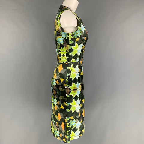 THORNTON BREGAZZI Vestido sin mangas abstracto de mezcla de algodón multicolor talla M
