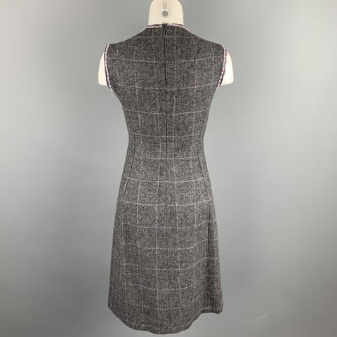 PHILOSOPHY di ALBERTA FERRETTI Size 6 Grey Beaded Wool Shift Dress