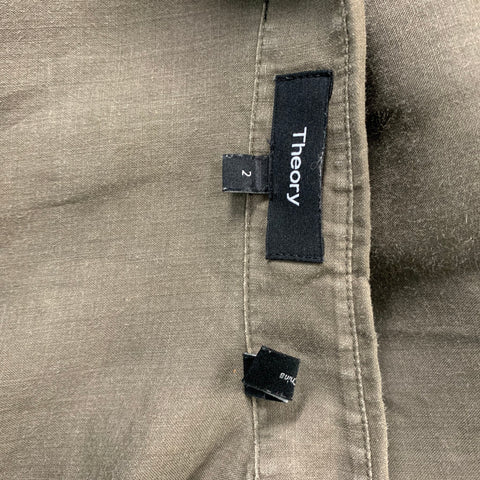 THEORY Size 2 Olive Ramie Solid Shirt dress