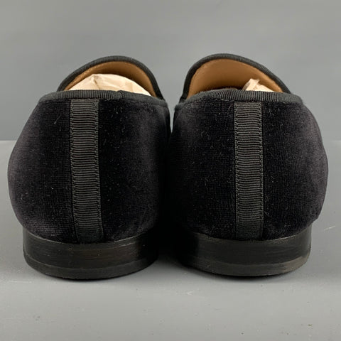 STUBBS & WOOTTON Size 10.5 Black Velvet Loafers