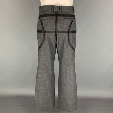 GIVENCHY Fall 2014 Basketball Collection Size 32 Gray Black Wool Wide Leg Dress Pants