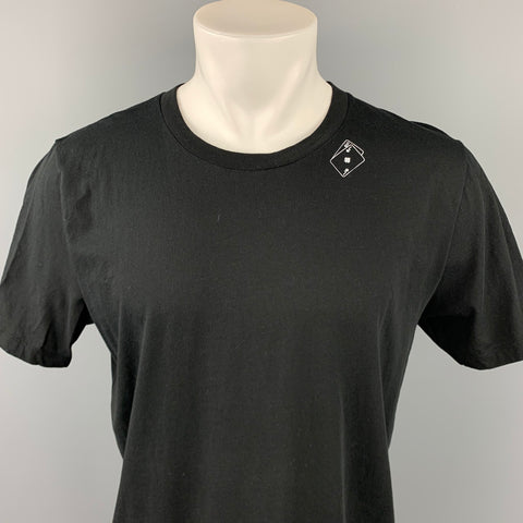 SAINT LAURENT Size M Black Graphic Cotton Crew-Neck T-shirt