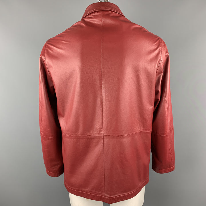 FRATELLI ROSSETTI L Red Leather Full Zip  Jacket