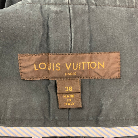 LOUIS VUITTON Taille 6 Pantalon habillé taille haute en coton bleu marine