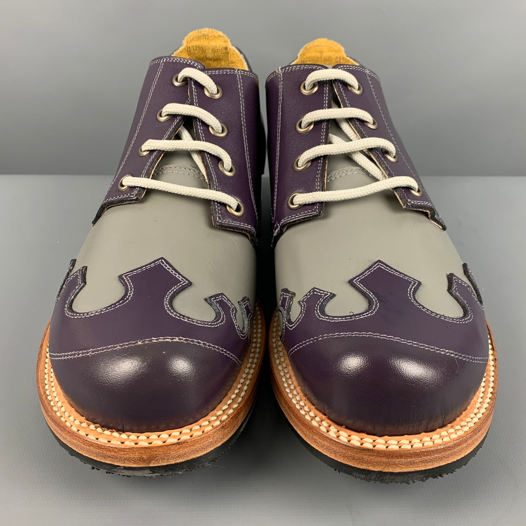 JOHN FLUEVOG Talla 10 Zapatos con cordones de cuero gris morado