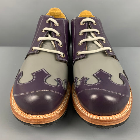 JOHN FLUEVOG Size 10 Grey Purple Leather Lace Up Shoes