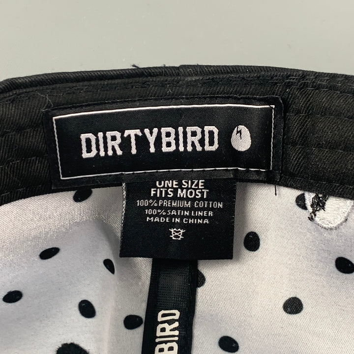 DIRTYBIRD Black White Embroidered Canvas Hat