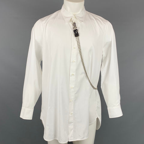 DSQUARED2 Size S White Applique Cotton Button Up Long Sleeve Shirt