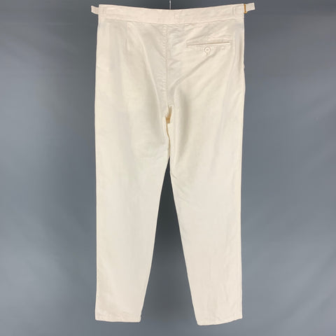 ORLEBAR BROWN Size 32 Cream Linen Cotton Side Tabs Casual Pants