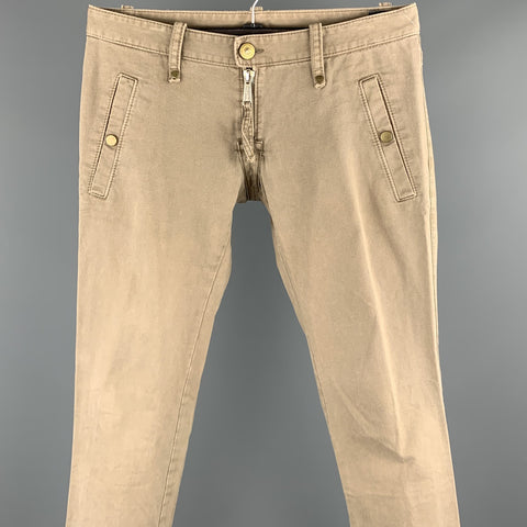DSQUARED2 Size 32 Khaki Cotton Low Rise Zip Fly Pants