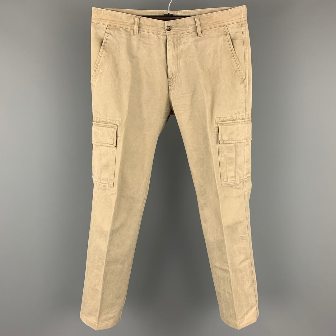 MIANI Size 30 Stone Cotton Cargo Pockets Casual Pants