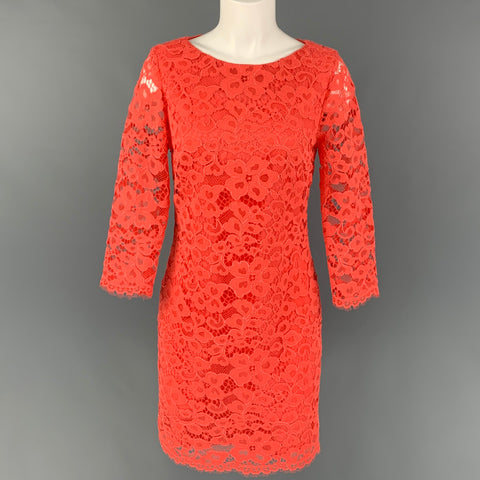 TRINA TURK Size M Orange Nylon Polyester Sheath Dress