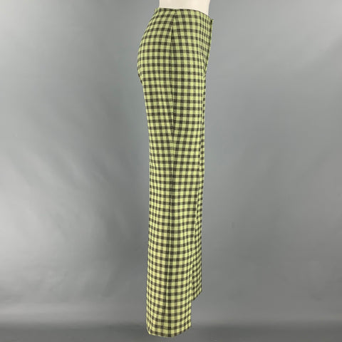 VERTIGO Taille 6 Pantalon décontracté droit à carreaux en mélange de polyester gris vert