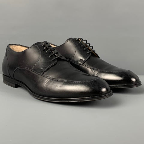 BALLY Size 6.5 Black Leather Lace Up Shoes