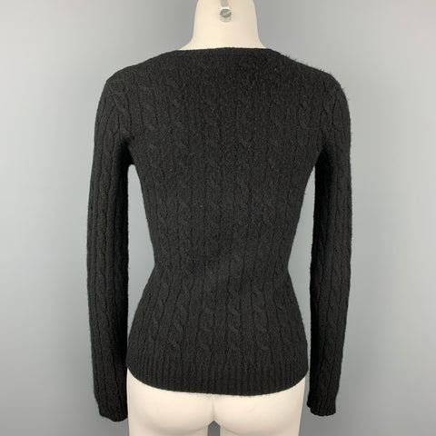 RALPH LAUREN Black Label Size S Black Knitted Cashmere V-Neck Pullover