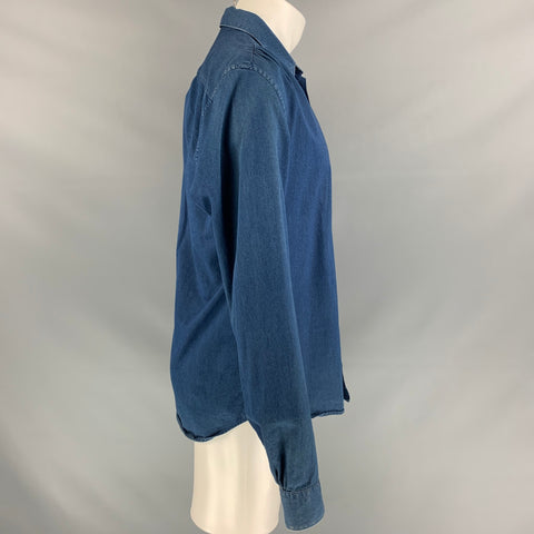 ACNE STUDIOS Size 40 Blue Solid Cotton Button Down Long Sleeve Shirt