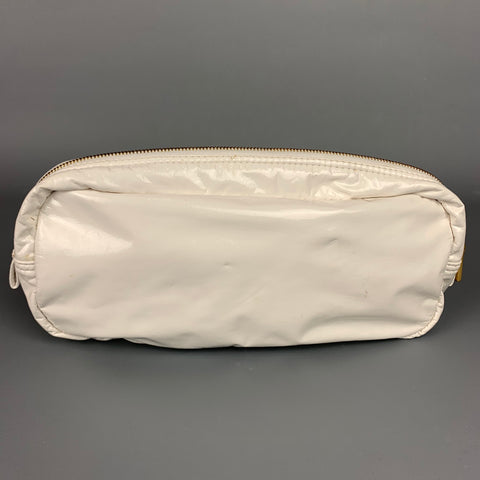 PRADA White Faux Patent Leather Pouch