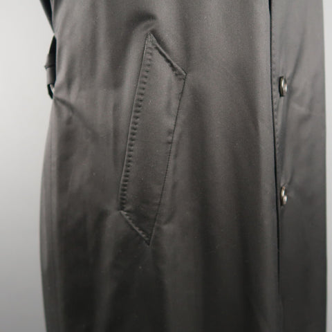 WILKES BASHFORD tailored by BRIONI US 48 Black Solid Silk Long Trench Coat