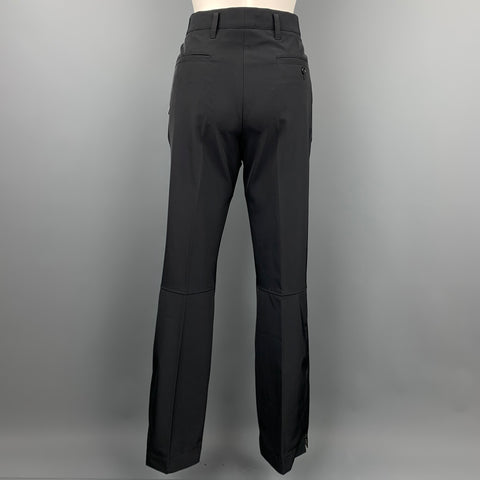 PRADA Pantalon décontracté à fermeture éclair à la cheville en polyester noir taille 10