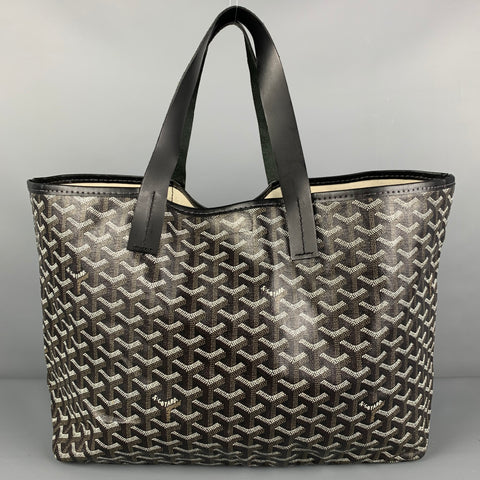 GOYARD Black Gray Logo Coated Canvas Top Handles Bag