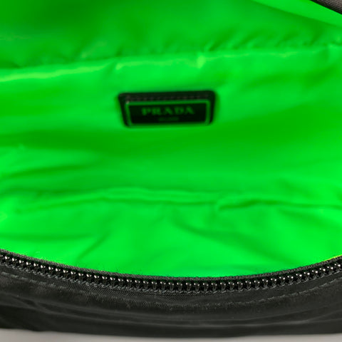 Sac banane en polyester vert fluo noir PRADA