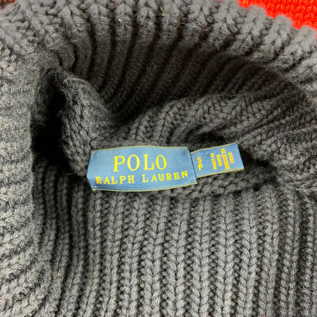 POLO by RALPH LAUREN Size S Navy Knitted Stripe Cotton Turtleneck Pullover