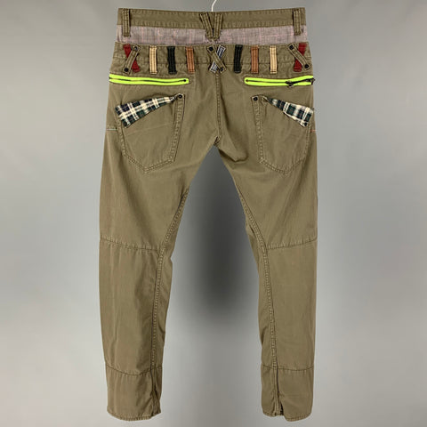 EXPLOSION Taille XL Pantalon décontracté en coton patchwork olive