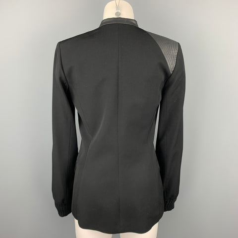CLAUDE MONTANA Taille 4 Veste zippée en laine / soie bicolore noire